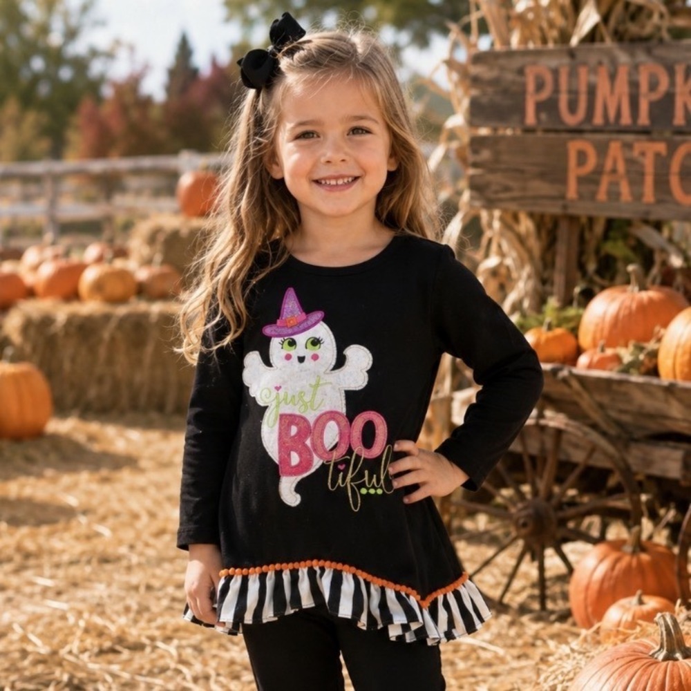Emily Rose Ghost Tunic Shirt Girls 5 Halloween Polka Dot